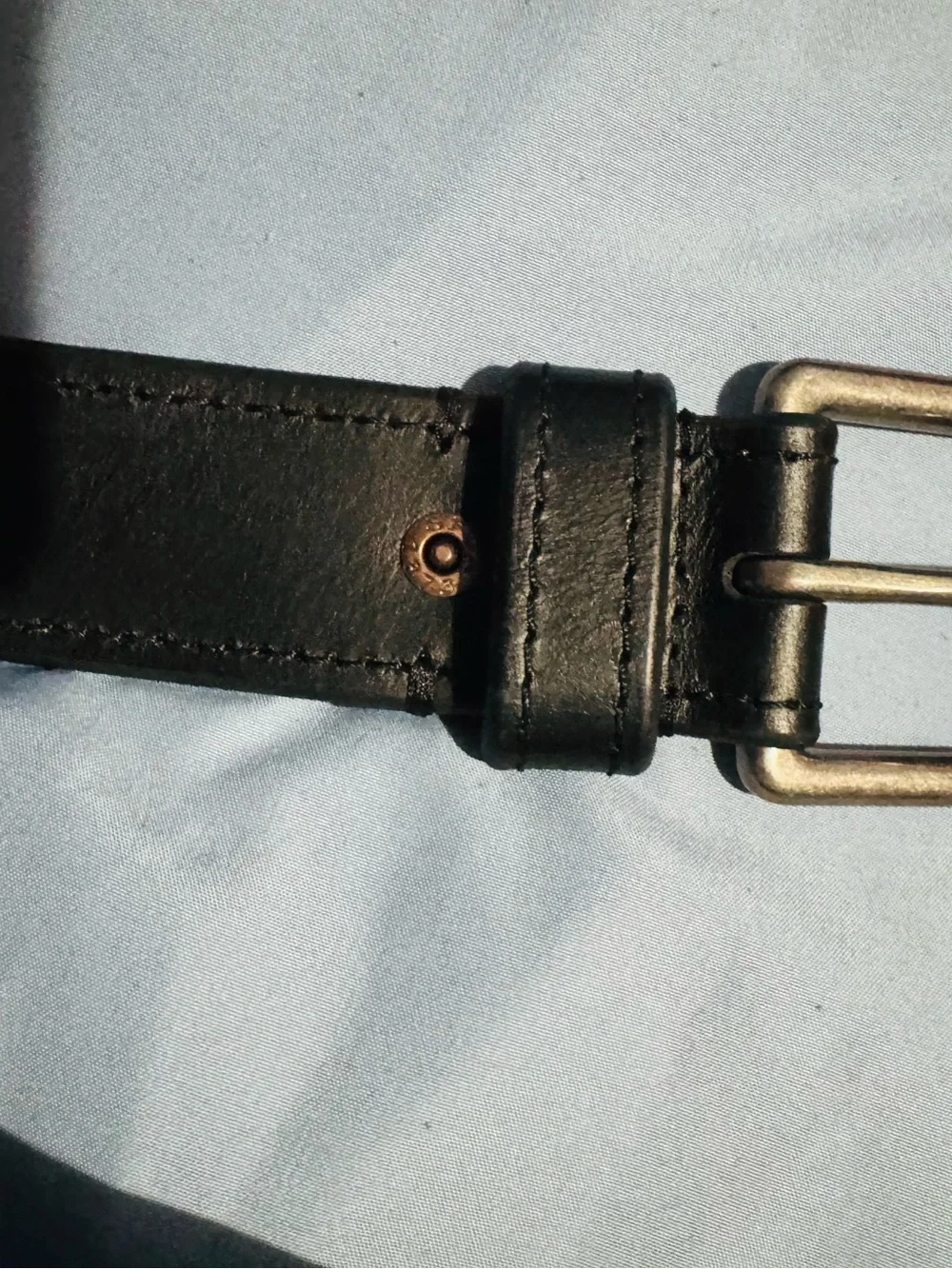 Black Leather Men's Belt with Metal Buckle Size 42-44